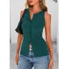 imagePRETTYGARDEN Womens Ribbed Tank Tops Summer 2025 Open Front Button Down Sleeveless Shirts Going Out Spring Fashion Vest TopsDark Green