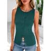 imagePRETTYGARDEN Womens Ribbed Tank Tops Summer 2025 Open Front Button Down Sleeveless Shirts Going Out Spring Fashion Vest TopsDark Green