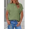imagePRETTYGARDEN Womens Sweater Vest 2025 Summer Short Sleeve Tops Casual Crewneck Knit Pullover Trendy Spring OutfitsBean Green