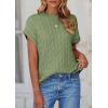 imagePRETTYGARDEN Womens Sweater Vest 2025 Summer Short Sleeve Tops Casual Crewneck Knit Pullover Trendy Spring OutfitsBean Green