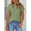 imagePRETTYGARDEN Womens Sweater Vest 2025 Summer Short Sleeve Tops Casual Crewneck Knit Pullover Trendy Spring OutfitsBean Green