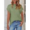 imagePRETTYGARDEN Womens Sweater Vest 2025 Summer Short Sleeve Tops Casual Crewneck Knit Pullover Trendy Spring OutfitsBean Green