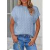 imagePRETTYGARDEN Womens Sweater Vest 2025 Summer Short Sleeve Tops Casual Crewneck Knit Pullover Trendy Spring OutfitsLight Blue
