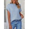 imagePRETTYGARDEN Womens Sweater Vest 2025 Summer Short Sleeve Tops Casual Crewneck Knit Pullover Trendy Spring OutfitsLight Blue