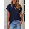 imagePRETTYGARDEN Womens Sweater Vest 2025 Summer Short Sleeve Tops Casual Crewneck Knit Pullover Trendy Spring OutfitsNavy