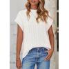 imagePRETTYGARDEN Womens Sweater Vest 2025 Summer Short Sleeve Tops Casual Crewneck Knit Pullover Trendy Spring OutfitsWhite