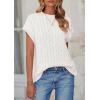 imagePRETTYGARDEN Womens Sweater Vest 2025 Summer Short Sleeve Tops Casual Crewneck Knit Pullover Trendy Spring OutfitsWhite