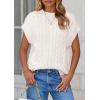 imagePRETTYGARDEN Womens Sweater Vest 2025 Summer Short Sleeve Tops Casual Crewneck Knit Pullover Trendy Spring OutfitsWhite