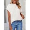 imagePRETTYGARDEN Womens Sweater Vest 2025 Summer Short Sleeve Tops Casual Crewneck Knit Pullover Trendy Spring OutfitsWhite