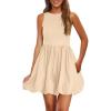 imagePRETTYGARDEN Summer Dresses for Women 2025 Casual Sleeveless Tank Mini Short Dress Crew Neck Bubble Sundress with PocketsApricot