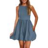 imagePRETTYGARDEN Summer Dresses for Women 2025 Casual Sleeveless Tank Mini Short Dress Crew Neck Bubble Sundress with PocketsGrey Blue