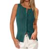 imagePRETTYGARDEN Womens Ribbed Tank Tops Summer 2025 Open Front Button Down Sleeveless Shirts Going Out Spring Fashion Vest TopsDark Green