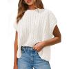 imagePRETTYGARDEN Womens Sweater Vest 2025 Summer Short Sleeve Tops Casual Crewneck Knit Pullover Trendy Spring OutfitsWhite