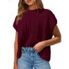 imagePRETTYGARDEN Womens Sweater Vest 2025 Summer Short Sleeve Tops Casual Crewneck Knit Pullover Trendy Spring OutfitsWine Red