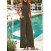 imagePRETTYGARDEN Spring Jumpsuits for Women Casual Dressy 2025 One Piece Outfits Sleeveless Mock Neck Wide Leg Pants RompersArmy Green