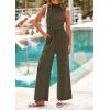 imagePRETTYGARDEN Spring Jumpsuits for Women Casual Dressy 2025 One Piece Outfits Sleeveless Mock Neck Wide Leg Pants RompersArmy Green