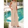 imagePRETTYGARDEN Spring Jumpsuits for Women Casual Dressy 2025 One Piece Outfits Sleeveless Mock Neck Wide Leg Pants RompersBeige