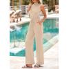 imagePRETTYGARDEN Spring Jumpsuits for Women Casual Dressy 2025 One Piece Outfits Sleeveless Mock Neck Wide Leg Pants RompersBeige