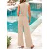 imagePRETTYGARDEN Spring Jumpsuits for Women Casual Dressy 2025 One Piece Outfits Sleeveless Mock Neck Wide Leg Pants RompersBeige