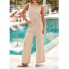 imagePRETTYGARDEN Spring Jumpsuits for Women Casual Dressy 2025 One Piece Outfits Sleeveless Mock Neck Wide Leg Pants RompersBeige