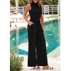 imagePRETTYGARDEN Spring Jumpsuits for Women Casual Dressy 2025 One Piece Outfits Sleeveless Mock Neck Wide Leg Pants RompersBlack