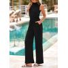imagePRETTYGARDEN Spring Jumpsuits for Women Casual Dressy 2025 One Piece Outfits Sleeveless Mock Neck Wide Leg Pants RompersBlack