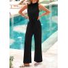 imagePRETTYGARDEN Spring Jumpsuits for Women Casual Dressy 2025 One Piece Outfits Sleeveless Mock Neck Wide Leg Pants RompersBlack