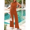 imagePRETTYGARDEN Spring Jumpsuits for Women Casual Dressy 2025 One Piece Outfits Sleeveless Mock Neck Wide Leg Pants RompersBrick Red
