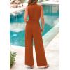 imagePRETTYGARDEN Spring Jumpsuits for Women Casual Dressy 2025 One Piece Outfits Sleeveless Mock Neck Wide Leg Pants RompersBrick Red