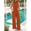 imagePRETTYGARDEN Spring Jumpsuits for Women Casual Dressy 2025 One Piece Outfits Sleeveless Mock Neck Wide Leg Pants RompersBrick Red