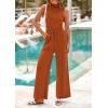 imagePRETTYGARDEN Spring Jumpsuits for Women Casual Dressy 2025 One Piece Outfits Sleeveless Mock Neck Wide Leg Pants RompersBrick Red