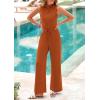 imagePRETTYGARDEN Spring Jumpsuits for Women Casual Dressy 2025 One Piece Outfits Sleeveless Mock Neck Wide Leg Pants RompersBrick Red
