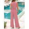 imagePRETTYGARDEN Spring Jumpsuits for Women Casual Dressy 2025 One Piece Outfits Sleeveless Mock Neck Wide Leg Pants RompersDusty Pink