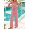 imagePRETTYGARDEN Spring Jumpsuits for Women Casual Dressy 2025 One Piece Outfits Sleeveless Mock Neck Wide Leg Pants RompersDusty Pink