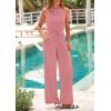 imagePRETTYGARDEN Spring Jumpsuits for Women Casual Dressy 2025 One Piece Outfits Sleeveless Mock Neck Wide Leg Pants RompersDusty Pink