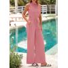 imagePRETTYGARDEN Spring Jumpsuits for Women Casual Dressy 2025 One Piece Outfits Sleeveless Mock Neck Wide Leg Pants RompersDusty Pink