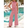 imagePRETTYGARDEN Spring Jumpsuits for Women Casual Dressy 2025 One Piece Outfits Sleeveless Mock Neck Wide Leg Pants RompersDusty Pink