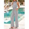 imagePRETTYGARDEN Spring Jumpsuits for Women Casual Dressy 2025 One Piece Outfits Sleeveless Mock Neck Wide Leg Pants RompersGrey