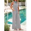 imagePRETTYGARDEN Spring Jumpsuits for Women Casual Dressy 2025 One Piece Outfits Sleeveless Mock Neck Wide Leg Pants RompersGrey