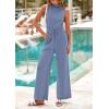 imagePRETTYGARDEN Spring Jumpsuits for Women Casual Dressy 2025 One Piece Outfits Sleeveless Mock Neck Wide Leg Pants RompersHaze Blue