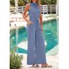 imagePRETTYGARDEN Spring Jumpsuits for Women Casual Dressy 2025 One Piece Outfits Sleeveless Mock Neck Wide Leg Pants RompersHaze Blue