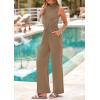 imagePRETTYGARDEN Spring Jumpsuits for Women Casual Dressy 2025 One Piece Outfits Sleeveless Mock Neck Wide Leg Pants RompersKhaki