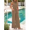 imagePRETTYGARDEN Spring Jumpsuits for Women Casual Dressy 2025 One Piece Outfits Sleeveless Mock Neck Wide Leg Pants RompersKhaki