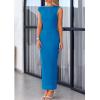 imagePRETTYGARDEN Womens 2025 Summer Formal Maxi Dresses Sleeveless One Shoulder Bodycon Ruched Mesh Wedding Guest Cocktail DressBlue