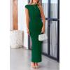 imagePRETTYGARDEN Womens 2025 Summer Formal Maxi Dresses Sleeveless One Shoulder Bodycon Ruched Mesh Wedding Guest Cocktail DressDark Green
