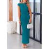 imagePRETTYGARDEN Womens 2025 Summer Formal Maxi Dresses Sleeveless One Shoulder Bodycon Ruched Mesh Wedding Guest Cocktail DressLake Blue