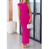 imagePRETTYGARDEN Womens 2025 Summer Formal Maxi Dresses Sleeveless One Shoulder Bodycon Ruched Mesh Wedding Guest Cocktail DressRose Red