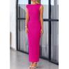 imagePRETTYGARDEN Womens 2025 Summer Formal Maxi Dresses Sleeveless One Shoulder Bodycon Ruched Mesh Wedding Guest Cocktail DressRose Red