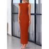 imagePRETTYGARDEN Womens 2025 Summer Formal Maxi Dresses Sleeveless One Shoulder Bodycon Ruched Mesh Wedding Guest Cocktail DressRust Red