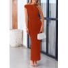 imagePRETTYGARDEN Womens 2025 Summer Formal Maxi Dresses Sleeveless One Shoulder Bodycon Ruched Mesh Wedding Guest Cocktail DressRust Red